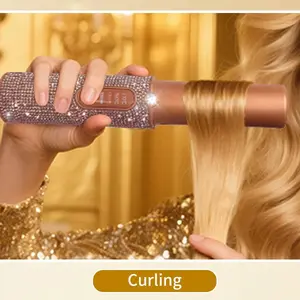 Diamond Wireless Hair Straightener and curling golden bling bling hair bar