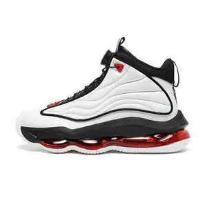 New men’s shoes: high-top practical basketball sneakers featuring a rotating buckle and cushioning; trendy athletic shoes designed for teenagers with a stylish mid-top design that offers both comfort and support.