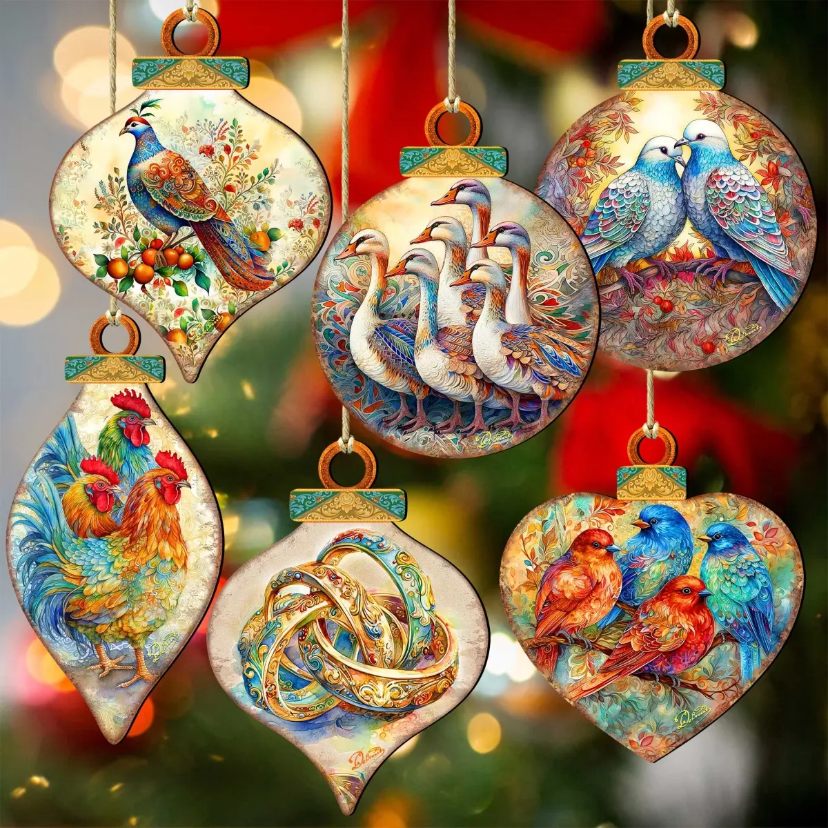 G. Debrekht 8610102-S12 Twelve Days of Christmas Wooden Ornament Set of 12 by G. DeBrekht - Christmas Decor 12 Days of Christmas