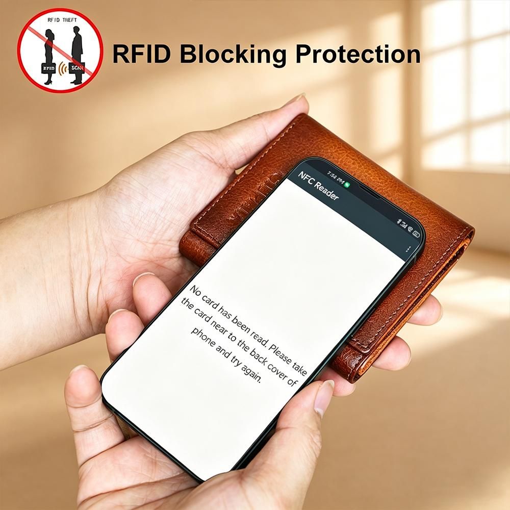 CIEPHIA Vintage Men’s Genuine Leather Trifold Wallet with RFID Blocking, 9 Card Slots & 3 ID Windows Large Capacity 2 Deep Cash Pocket Wallet for Men, Perfect Everyday Carry & Gift