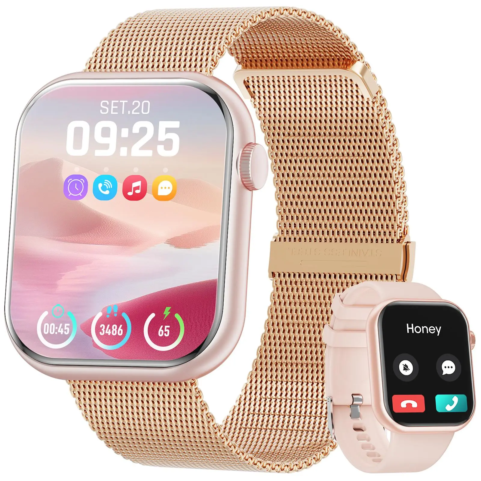 Smartwatch (Answer/Dial), 2024 Latest 1.85-inch Fitness Tracker, Pedometer, Multi-Sport Mode, Waterproof Women's & Men's Fitness Watch for Android iPh