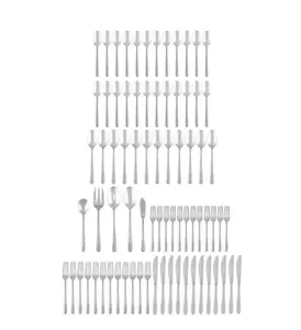 Mainstays 49 Piece Elena Stainless Steel Flatware and Organizer Tray Value Set Silver, Service for 8