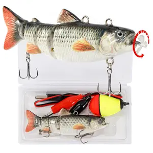 Electric Fishing Lures, Rechargeable LED Lighted Electric Spinner Fishing Bait with Hook & Float & Storage Box, Multi Jointed Swimbaits Hard Lures Fishing Tackle, Usb Rechargeable Lure, Christmas, Christmas Gift