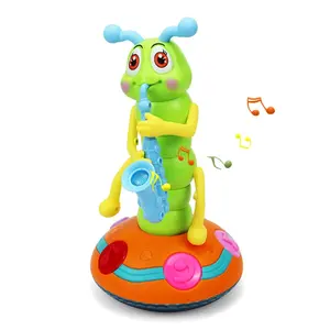 Musical Dancing Twisting Singing Saxophone Caterpillar Toy LED Flashlights Fun Electric Music Toy for Kids Perfect Gift for Learning Playtime