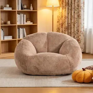 3.28  Bean Bag Chair for Adults, Shell-Shaped Bean Bag Lazy Couch, Faux  Cloud Sofa Chair, Lounge Floor Sofa with Filler for Reading, Gaming & Watching, No Assembly Required (Camel)