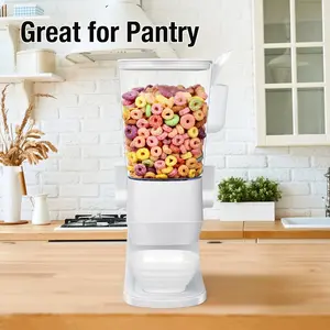 Cereal Dispenser Countertop With Bowls and Spoons Cereal Containers Storage for Pantry Snack Organizer Dry Food Storage Container with Lid for Kitchen Organization Oatmeal Nut Granola（1pcs White）