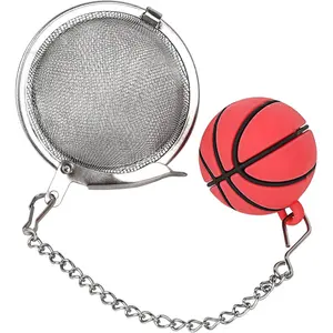 304 Stainless Steel Mesh Tea Infuser, Tea Ball with Basketball Pendant, Tea Infuser for Brew Tea, Spices, Seasoning (Silver)