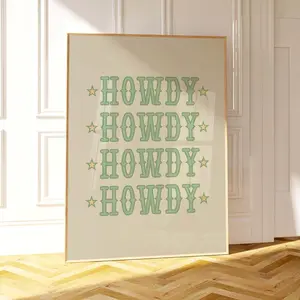 Howdy Typography Print Sage Green Wall Art Trendy Western Decor, Western Bedroom Cowgirl Art Sassy, Poster Prints No Framed, Gifts For Him Her, Bedroom Wall Decor, Wall Art Decoration, Art Posters, Gifts For Valentine's Day Birthday