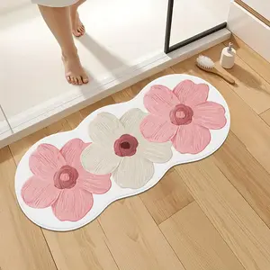 Warm Creative Flower Shaped Bathroom Rug, Soft Non-Slip Washable Carpet, Fashion Home Bedroom Bedside Mat, Suitable for Living Room Office Kitchen, Boho Floral Rug, Decorative Rug, Super Soft Rug