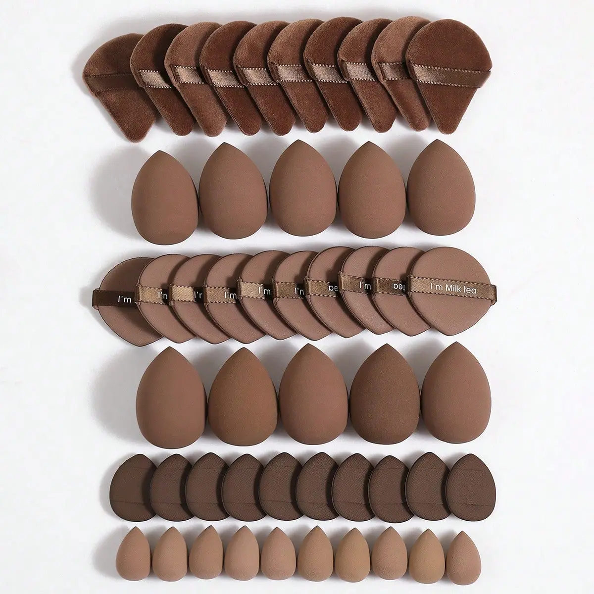 50PCS Flawless Lightweight Multipurpose Makeup Applicator Set - Beauty Accessory Gift Including Regular & Mini Sponges, Triangle Powder Puffs, Mini & Standard Air Cushion Puffs for Streak-Free Liquid Foundation, Loose Powder, Travel Size, Soft Material