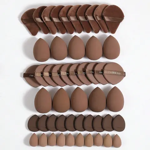 50PCS Multi Pack Makeup Applicator Set - Soft Silicone Powder Puffs, Lightweight for Home & Travel Use, Includes Regular/Mini Sponges, Triangle Puffs, Mini/Standard Air Cushion Tools for Liquid Foundation, Setting Powder, Practical Gift for Makeup Lovers