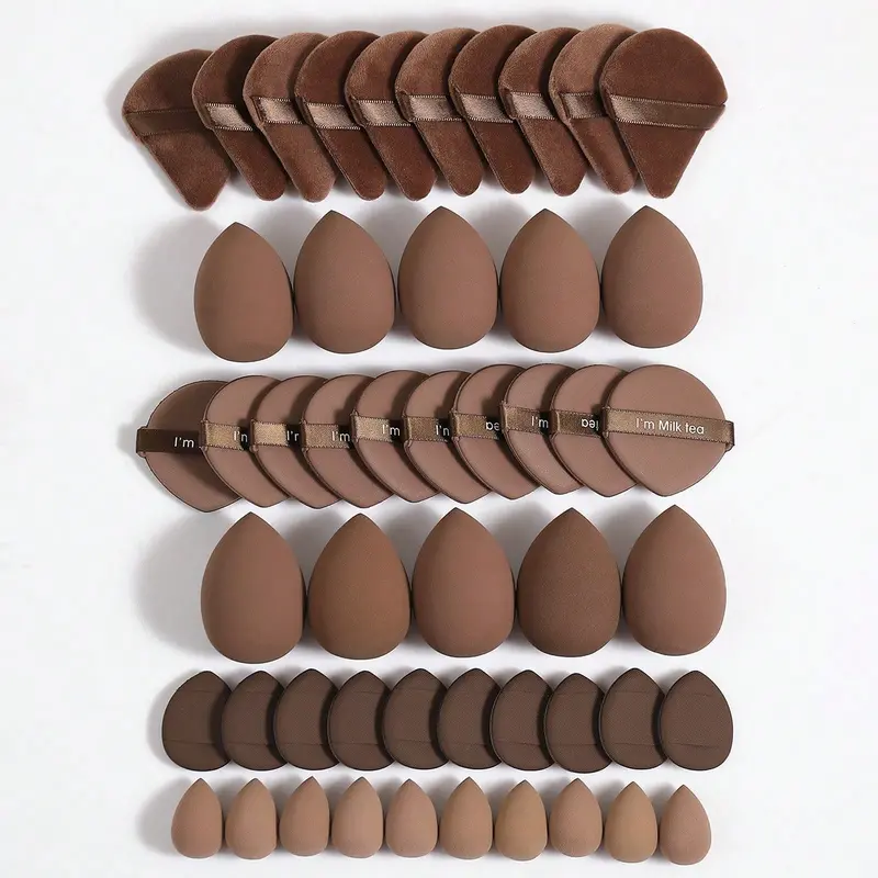 50PCS Multi Pack Makeup Applicator Set - Soft Silicone Powder Puffs, Lightweight for Home & Travel Use, Includes Regular/Mini Sponges, Triangle Puffs, Mini/Standard Air Cushion Tools for Liquid Foundation, Setting Powder, Practical Gift for Makeup Lovers