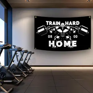 1 piece, 70.9*43.3 inches, Gorilla Weightlifting Flag Training Toughness or Home Banner, with four brass grommets, for home decoration, outdoor decoration, gym wall decoration banner, Custom Banners