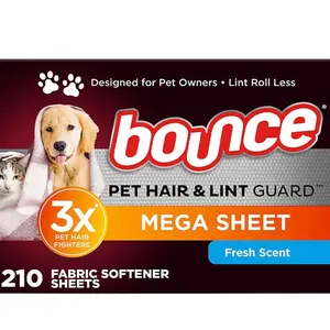 Bounce Pet Hair & Lint Guard Mega Dryer Sheets, Fresh Scent, 210 ct