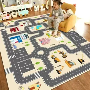Kids Construction City Play Rug - Interactive Road & Building Site Design, Soft Non-Slip Educational Mat for Playroom & Bedroom, Toy Mat for Toddlers & Preschoolers #KidsConstructionRug #InteractivePlayMat #EducationalToy #NonSlipRug