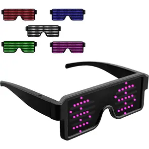 Upgrade Dynamic LED Glowing Glasses USB Rechargeable Flashing Neon 11 Patterns Luminous Light Up Glasses