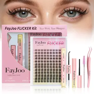 (Buy 1 Get 1 Refill Pack FREE) FayJoo Manga DIY Lash Clusters Kit - Soft Flicker & Dramatic Boldee Long-Lasting Lashes with Gentle Water Proof Bond Seal Remover & Tweezer, Cosmetic for Beginners Easy At-Home Application - Daily Eyelash Set Makeup