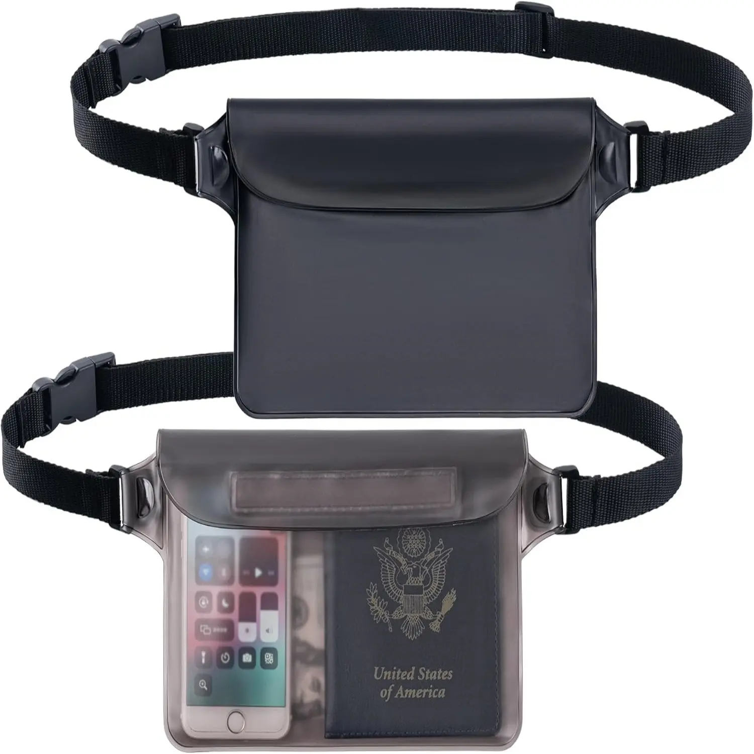 Waterproof Waist Bag, 2 Counts Clear Waterproof Phone Bag with Belt, Floating Waterproof Bag for Travel Beach Swimming Kayaking Pool