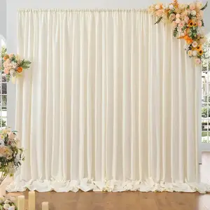 10ft*10ft Thick Ivory Backdrop Curtains for Parties, 2 Panels 5*10ft Ivory Backdrop Drapes for Wedding Birthday Baby Shower Home Hand Banners Hanging Photo