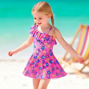 One-Piece Swimsuit for Toddler Girls, Floral Ruffle Skirt Bathing Suit, Cute Summer Swimwear for Kids, Perfect for Beach, Pool & Vacation