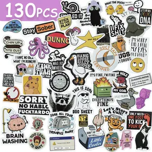 130PCS Funny Saying Sticker Pack Sarcastic Bold HumorVinyi Waterproof Meme Stickers for Laptop Water Bottle Prank Meme Hilarious Sticker Pack Graphic Decal Handmade Crafts