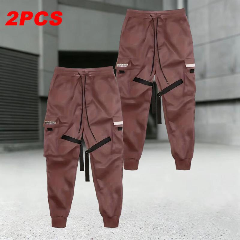 Men's Relaxed Fit Outdoor Hiking Pants Spring & Autumn, 2-Pack, loose work pants with multiple pockets, drawstring waistband, lightweight breathable fabric, perfect for hiking, camping, and everyday casual wear