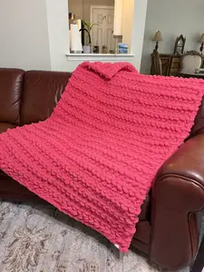 Watermelon Jumbo Chenille Blanket - Handmade Crochet Weighted Chunky Blanket