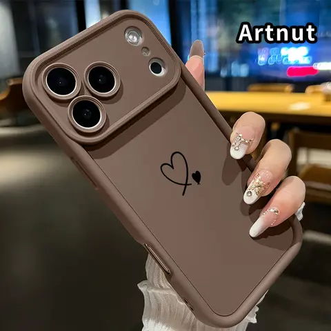 TPU Silicone Smartphone Casing for iPhone 17 Pro Max,16 Plus,15,14,13,12,11,XR,Air - E Heart Tiny Embrace Design, Non-Slip, Full Coverage, Enhanced Lens Guard, Rugged Durable Shell for Girls, Cellphone Handheld Devices Accessory