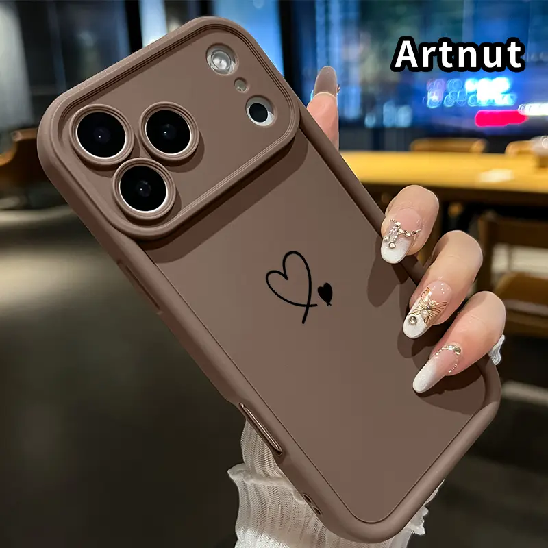 TPU Silicone Smartphone Casing for iPhone 17 Pro Max,16 Plus,15,14,13,12,11,XR,Air - E Heart Tiny Embrace Design, Non-Slip, Full Coverage, Enhanced Lens Guard, Rugged Durable Shell for Girls, Cellphone Handheld Devices Accessory