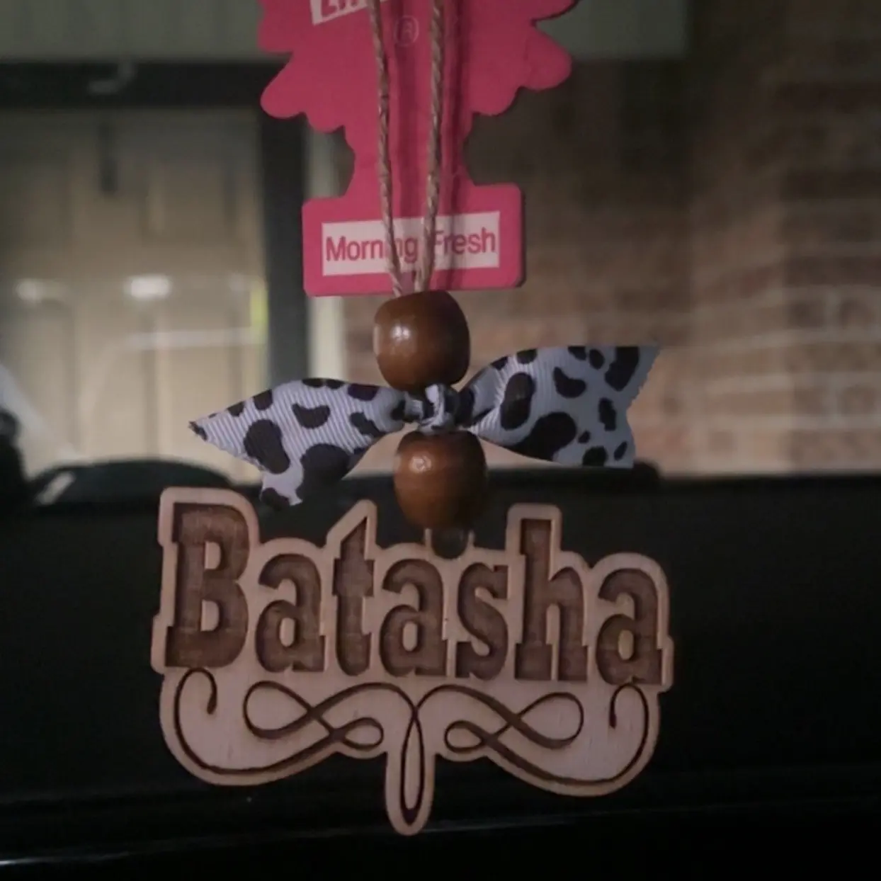 Personalized rear view mirror car charm