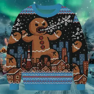 Giant Gingerbread Man Ugly Christmas Sweater Funny Holiday Pullover 