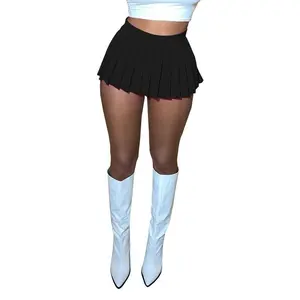 Women's Pleated Skirt High Waist Solid Color Mini Bottoms A-line Skirt for Party Club Womenswear Streetwear