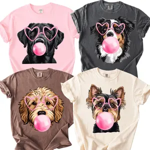 Bubblegum Dog Comfort Color Shirt, Valentines DAy Graphic Shirt for Her, Custom Dog Graphic Shirt