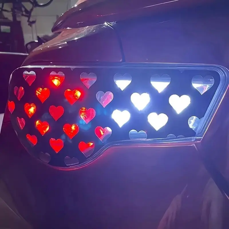 Heart-Shaped Car Tail Light Decal, Self-Adhesive Frosted Brake Light Sticker, Easy Install, Compatible with Plastic & Metal Surfaces