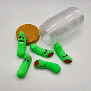 3D Printed Pickle Jar with 5 Tickle Pickles Articulated Figurines for Desk Decor and Interactive Fun Green Pickle Themed Ornaments