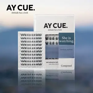 AYCUE #SHE IS WATCHING# Self-adhesive Lash Clusters C Curl 10-14mm 100 Clusters Glue-free Eyelashes Extensions for Natural Look Easy Application Makeup Cosmetic