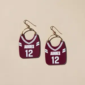 Aggie Maroon Texas A&M University Football Jersey Earrings