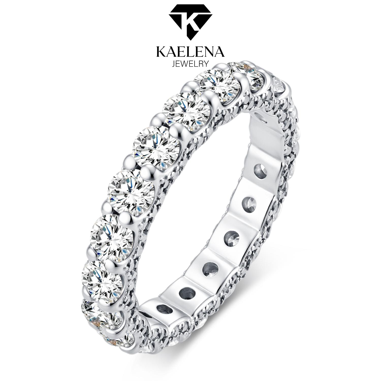 Kaelena Eternity Ring D Color VVS Lab-Created Moissanite Ring S925 Sterling Silver Jewelry Perfect for stacking, Men or Women's Birthday, Mother's Day Gift, Anniversary, Daily Wear and Wedding Set