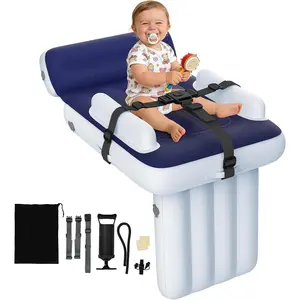 Inflatable Airplane Bed for Toddlers, Blow Up Travel Mattress for Kids with Carry Bag, Fast Pump & Storage Pocket – Portable Seat Extender for Plane Car Train