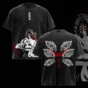 Kokushibo Demon Slayer T-Shirt – Upper Moon One Graphic Tee, Vintage Washed Oversized Anime Shirt, Heavy Cotton Streetwear Top, Unisex Casual Outfit, Gift for Demon Slayer Infinity Castle Fans Demon Slayer anime merchandise