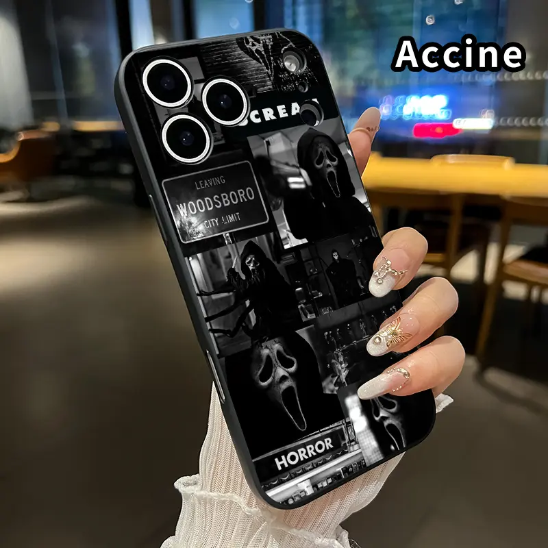 Ghostface's Realm Pattern Straight Edge Phone Case Soft Case for iPhone 17 16 Pro Max 15 Plus 14 13 12 11 Air XR E XS Plus Shockproof Drop Protection Rugged Durable Silicone Cover
