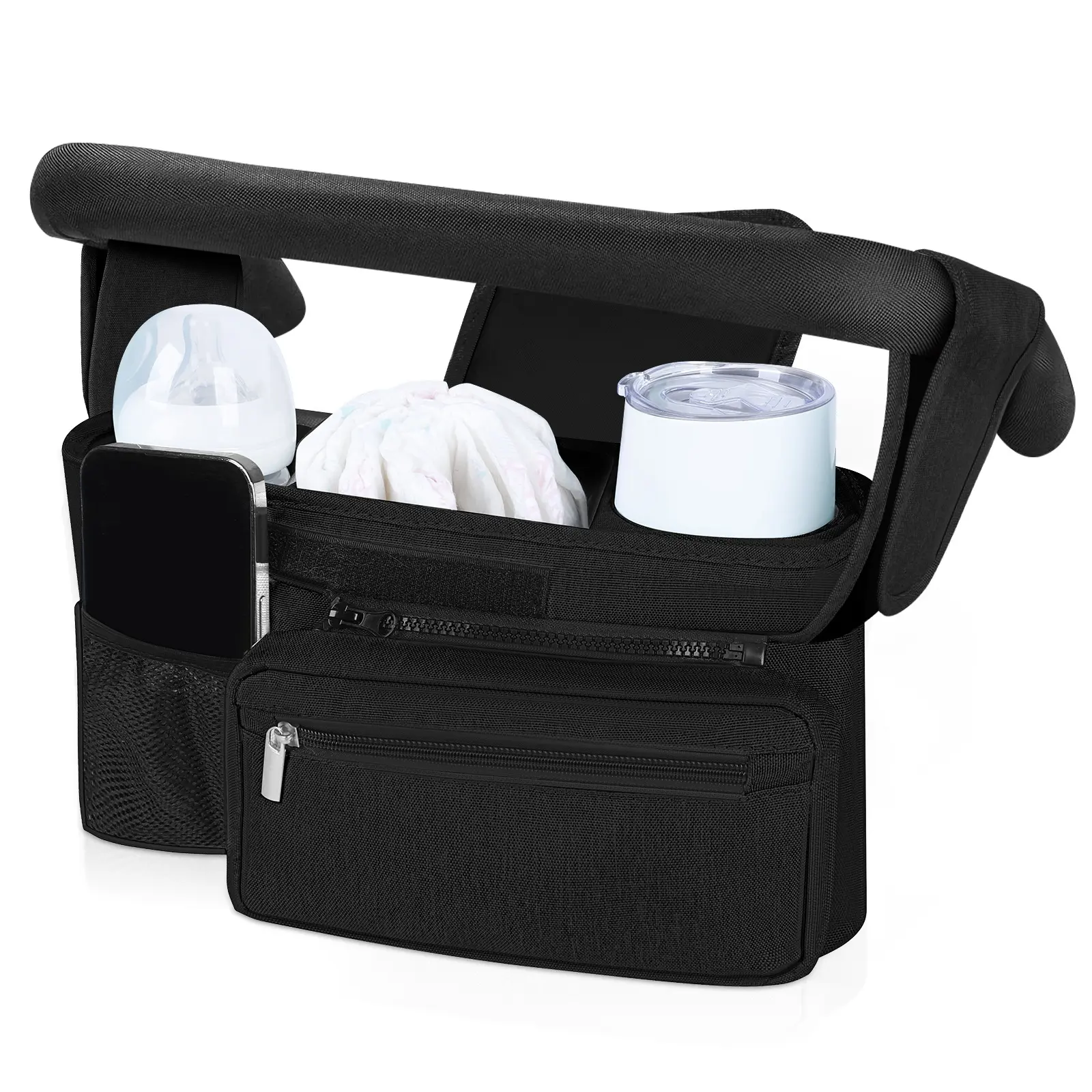 Baby stroller diaper Bag,Baby stroller carry bag,Universal Stroller Organizer with Insulated Cup Holder Detachable Phone Bag & Shoulder Strap, Fits for Stroller Like Uppababy, Baby Jogger, Britax, BOB, Umbrella and Pet Stroller， baby bags girl