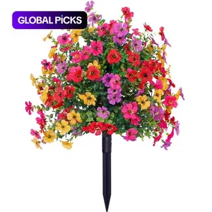 Artificial Flowers for Outdoor and Indoor Garden Home Decoration, Decorative Faux Flower Daisy with Eucalyptus Leaves, Boxwood Greenery Fake Plants for Porch and Patio, Artificial Mixed Flower #GLOBAL PICKS