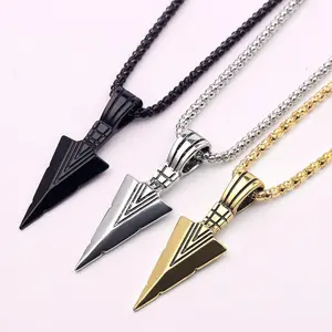 1-3 Pcs Mens Necklace Set, Stainless Steel Arrowhead Pendant with Chain, Cool Spearpoint Design Jewelry for Men Boys, Gifts for Him