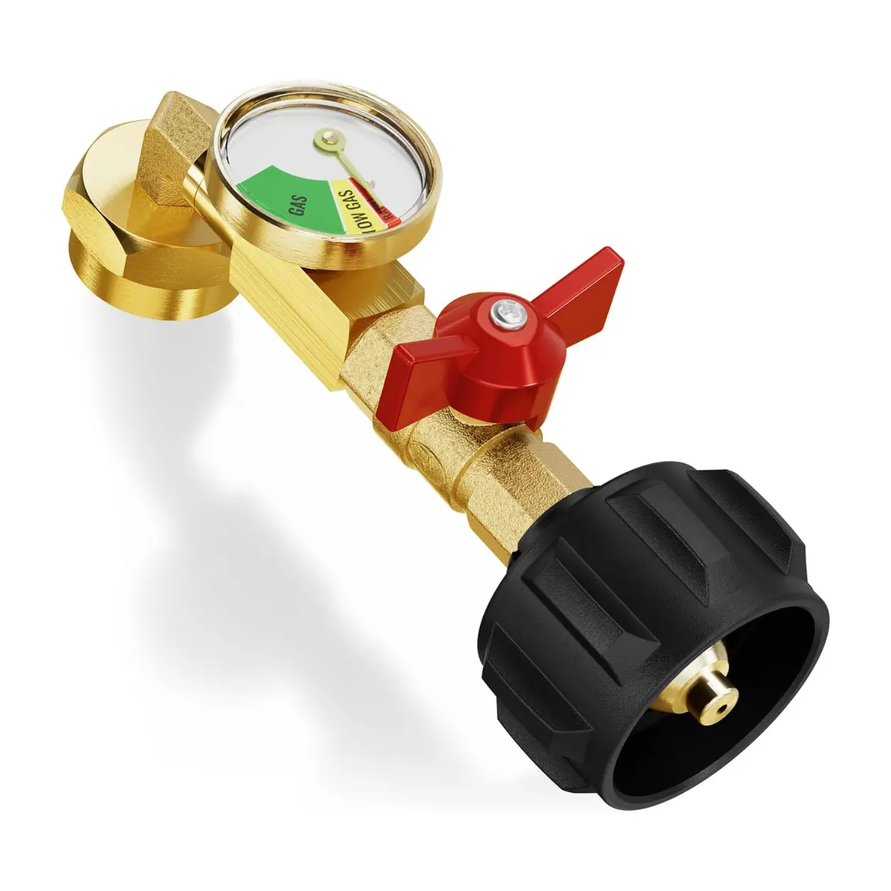 Propane Refill Adapter with Valve & Gauge, Gas Cylinder Filling Connector with Glow In The Dark Meter, Ball Valve Gas Tank Gas Connector, Gas Cylinder Accessories
