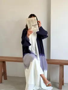 Women's Middle Eastern Muslim Long Dress Fashion Modest Style Dress Tie-Dye Print Shawl Modesty Abaya Spring Summer Open Front Dress Modest Muslim Outfits