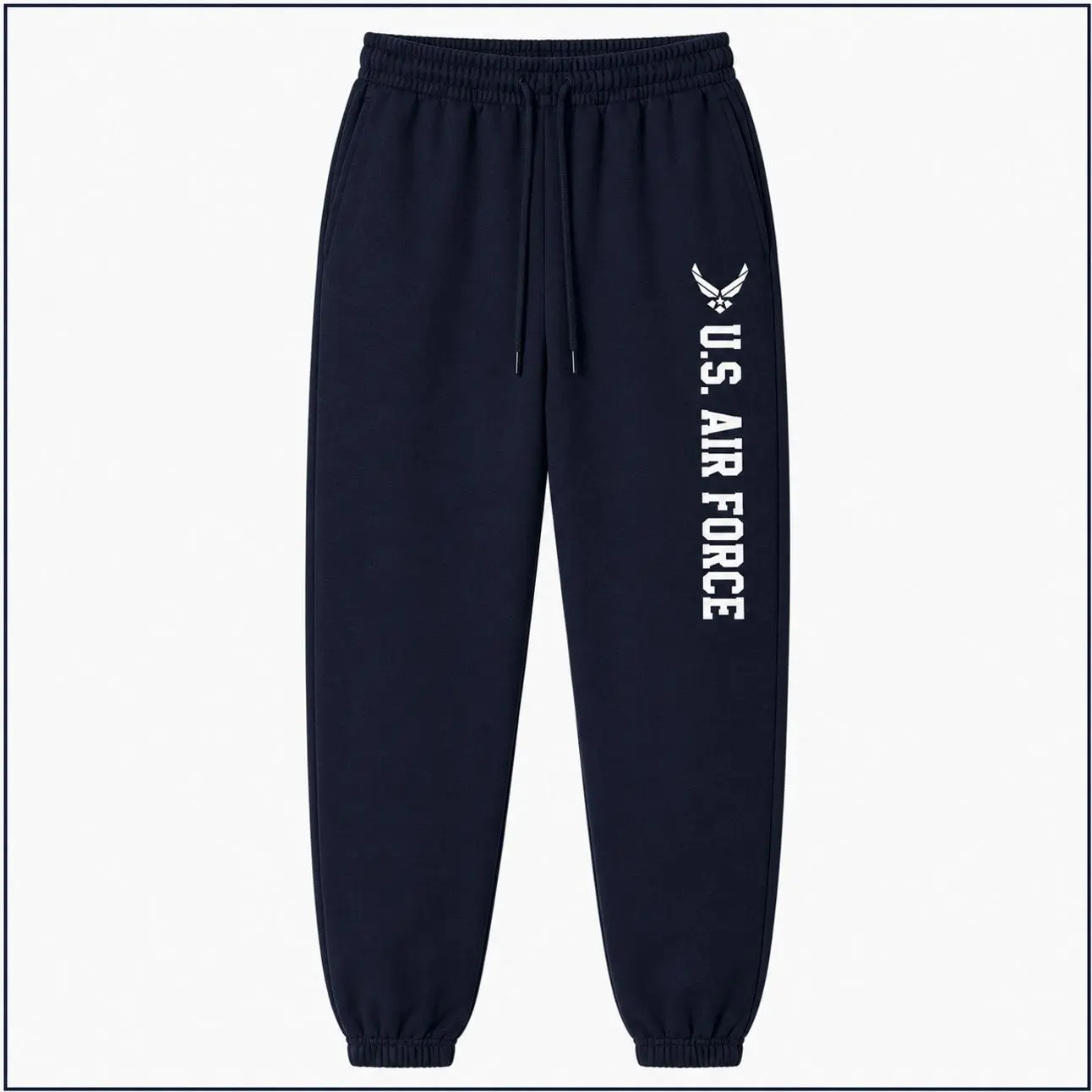 zerogravitee Air Force Sweatpants - Military Theme Elastic Bottom Sweatpants with White Print, Trending 2026, Gift For Friends, Gift For Him, Gift For Her B
