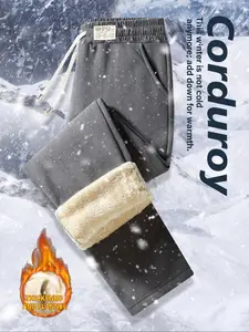 Women's Winter Sports Pants, Thickened Velvet Warm Outdoor Hiking Trousers, Elastic Waist Straight Leg Fleece Lined Joggers