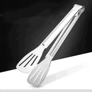 Stainless Steel Food Tongs, 1 Count Multipurpose Bread Barbecue Tongs, Durable Kitchen Utensils for Cooking & Frying & Grilling