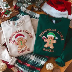 Christmas Embroidered Sweatshirt, Christmas Cookie Embroidered Sweatshirt, Christmas Cookie Sweatshirt, Gift For Christmas